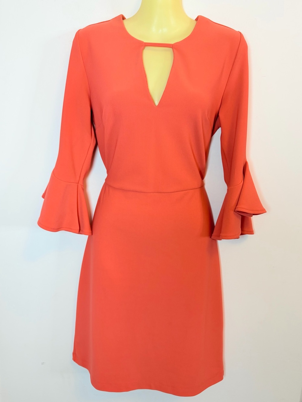 Boston Proper Orange Flutter Sleeve Bodycon Midi Dress